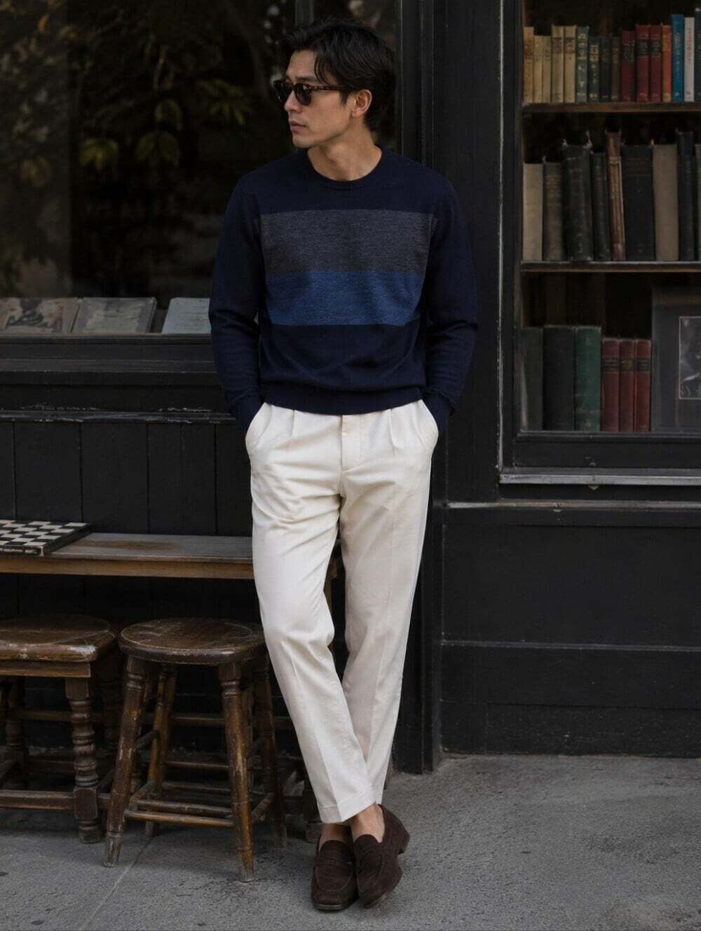 Tiger of Sweden Matias STR Men’s 100% Wool Colourblock Crewneck Sweater S Luxury